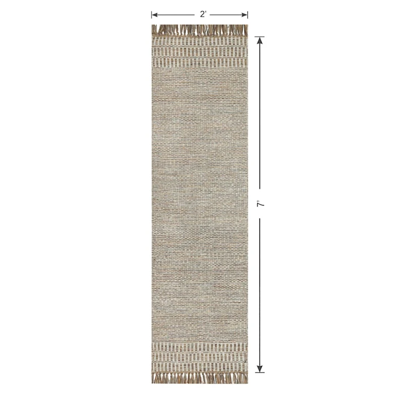 (B685) Tracey Boyd Natural Dunne Fringe Runner, 2x7 5 (B685) Tracey Boyd Natural Dunne Fringe Runner, 2x7 - Image 5