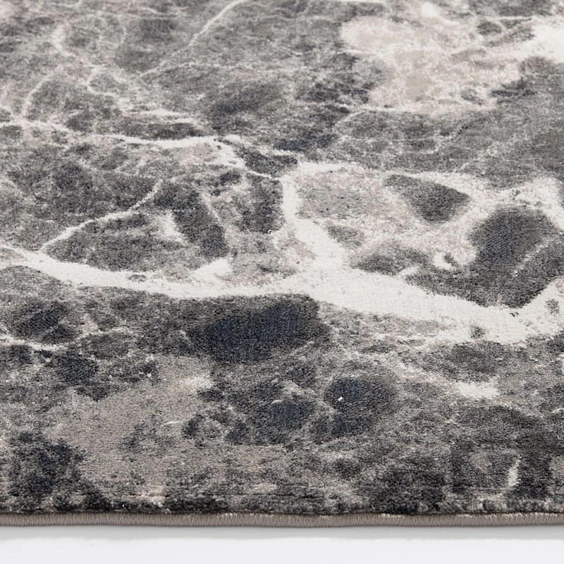 (B700) Adore Alaya Black & White Marbled Area Rug, 5x7 2 (B700) Adore Alaya Black & White Marbled Area Rug, 5x7 - Image 2