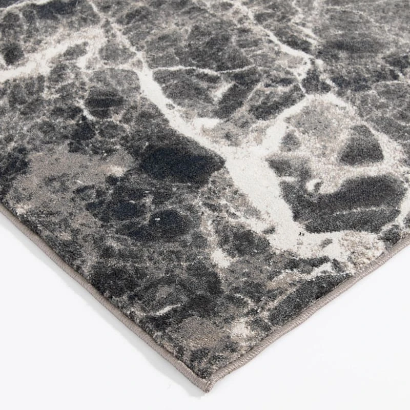 (B700) Adore Alaya Black & White Marbled Area Rug, 5x7 3 (B700) Adore Alaya Black & White Marbled Area Rug, 5x7 - Image 3