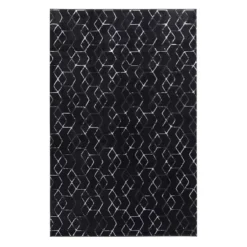 (B713) Laila Ali Onyx Black Woven Area Rug, 5x7