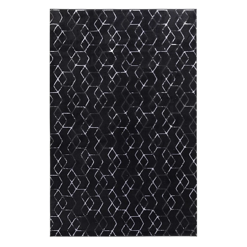 (B713) Laila Ali Onyx Black Woven Area Rug, 5x7 1 (B713) Laila Ali Onyx Black Woven Area Rug, 5x7
