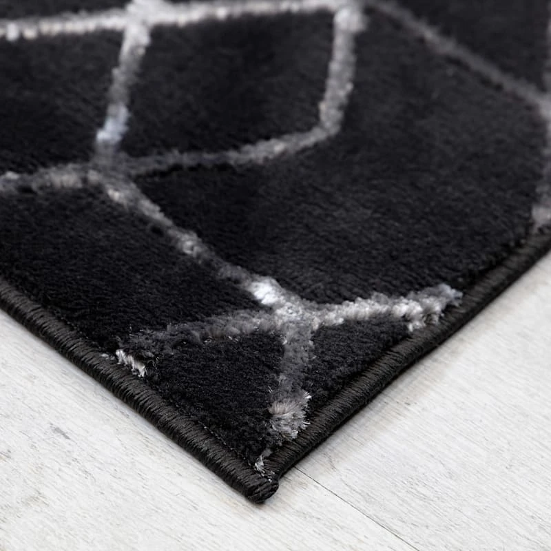 (B713) Laila Ali Onyx Black Woven Area Rug, 5x7 2 (B713) Laila Ali Onyx Black Woven Area Rug, 5x7 - Image 2
