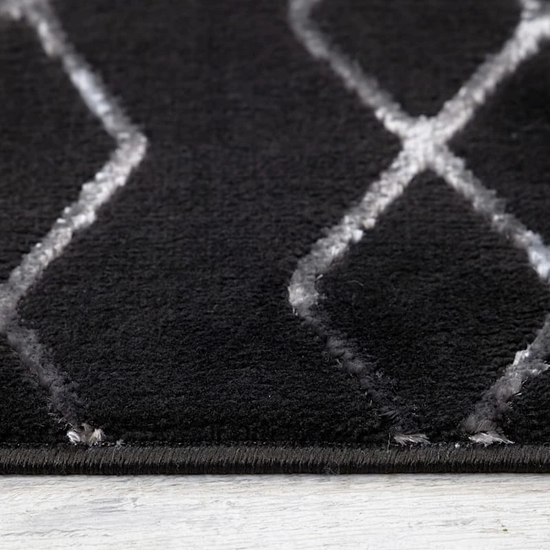(B713) Laila Ali Onyx Black Woven Area Rug, 5x7 3 (B713) Laila Ali Onyx Black Woven Area Rug, 5x7 - Image 3