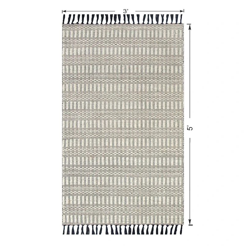 (B723) Crosby St Lorre Neutral Flatweave Accent Rug, 3x5 5 (B723) Crosby St Lorre Neutral Flatweave Accent Rug, 3x5 - Image 5