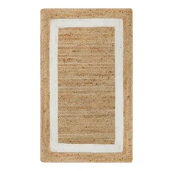 (B728) Kinsey Natural Border Accent Rug, 3x5