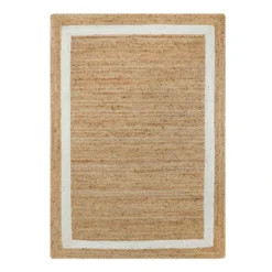 (B728) Kinsey Natural Border Area Rug, 5x7