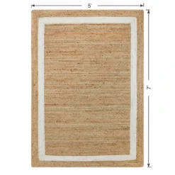 (B728) Kinsey Natural Border Area Rug, 5x7 -Rugs Sales Store b728 kinsey natural border area rug 5x7 5