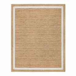 (B728) Kinsey Natural Border Area Rug, 8x10