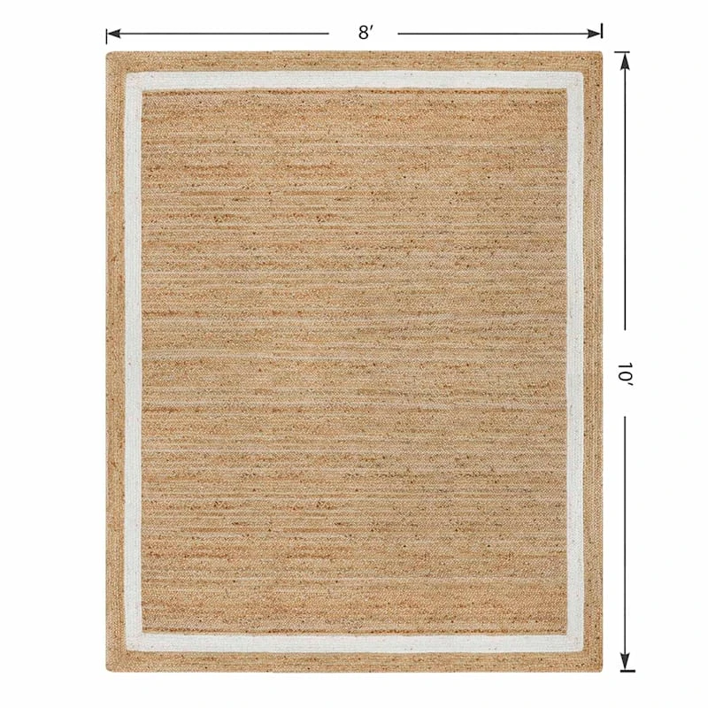 (B728) Kinsey Natural Border Area Rug, 8x10 5 (B728) Kinsey Natural Border Area Rug, 8x10 - Image 5