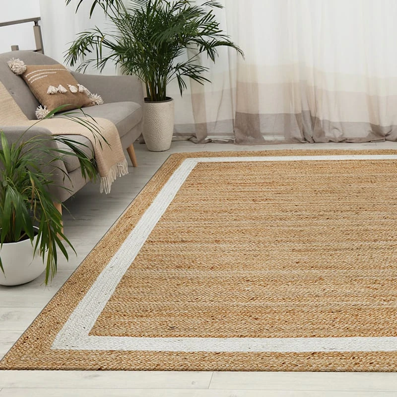 (B728) Kinsey Natural Border Area Rug, 8x10 6 (B728) Kinsey Natural Border Area Rug, 8x10 - Image 6