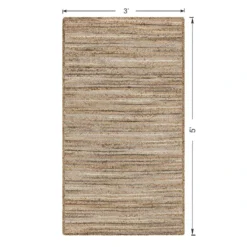 (B729) Ty Pennington Kensie Natural Striped Jute Accent Rug, 3x5 -Rugs Sales Store b729 ty pennington kensie natural striped jute accent rug 3x5 4