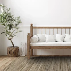 (B729) Ty Pennington Kensie Natural Striped Jute Accent Rug, 3x5 -Rugs Sales Store b729 ty pennington kensie natural striped jute accent rug 3x5 5