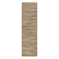 (B729) Ty Pennington Kensie Natural Striped Jute Runner, 2x7