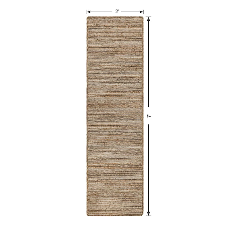 (B729) Ty Pennington Kensie Natural Striped Jute Runner, 2x7 5 (B729) Ty Pennington Kensie Natural Striped Jute Runner, 2x7 - Image 5