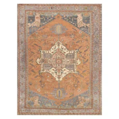 (B755) Honeybloom Aria Orange Multicolor Medallion Area Rug, 5x7