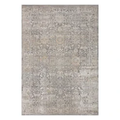 (B769) Helena Grey Floral Area Rug, 5x7