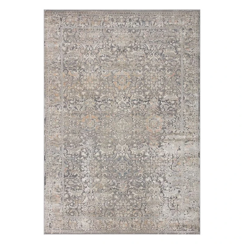 (B769) Helena Grey Floral Area Rug, 5x7 1 (B769) Helena Grey Floral Area Rug, 5x7