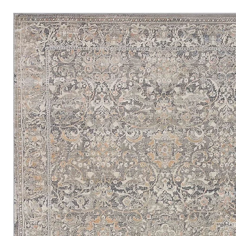 (B769) Helena Grey Floral Area Rug, 5x7 2 (B769) Helena Grey Floral Area Rug, 5x7 - Image 2