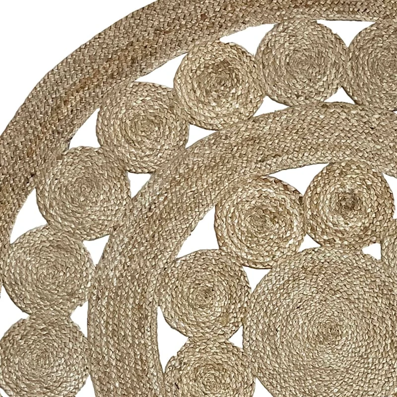 (B773) Braided Jute Round Area Rug, 5' 2 (B773) Braided Jute Round Area Rug, 5' - Image 2