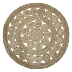 (B773) Braided Jute Round Area Rug, 5'