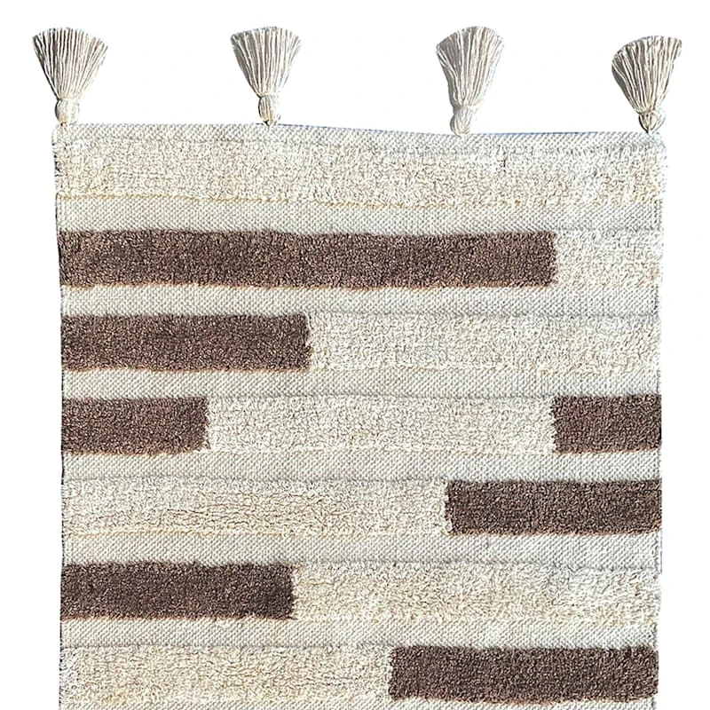 (B774) Ivory & Beige Striped Accent Rug, 2x4 2 (B774) Ivory & Beige Striped Accent Rug, 2x4 - Image 2