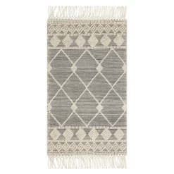 (B777) Reese Black & White Diamond Design Accent Rug, 3x5