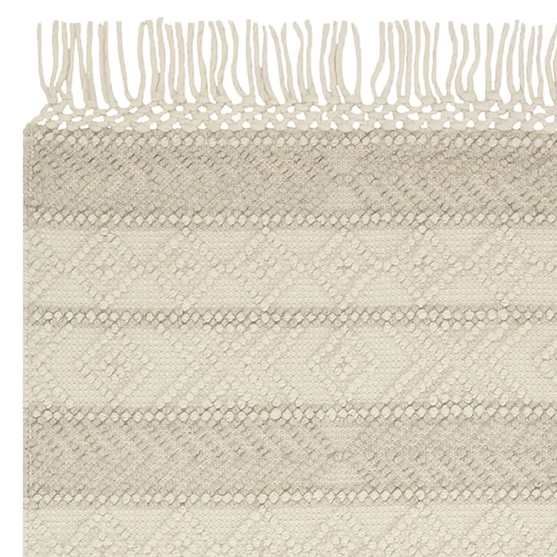 (B779) Reese Ivory Striped Fringe Accent Rug, 3x5 2 (B779) Reese Ivory Striped Fringe Accent Rug, 3x5 - Image 2