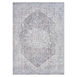 (B785) Colin Blue Medallion Washable Area Rug, 5x7