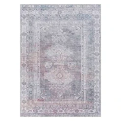(B786) Honeybloom Colin Multicolor Medallion Washable Area Rug, 5x7