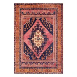 (B794) Amelie Multicolor Medallion Washable Area Rug, 5x7
