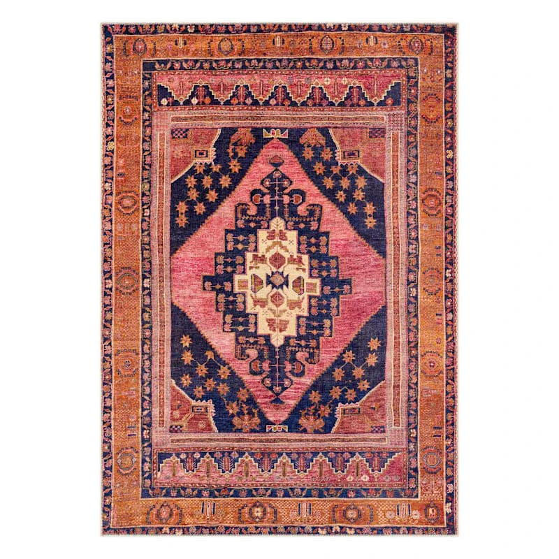 (B794) Amelie Multicolor Medallion Washable Area Rug, 5x7 1 (B794) Amelie Multicolor Medallion Washable Area Rug, 5x7