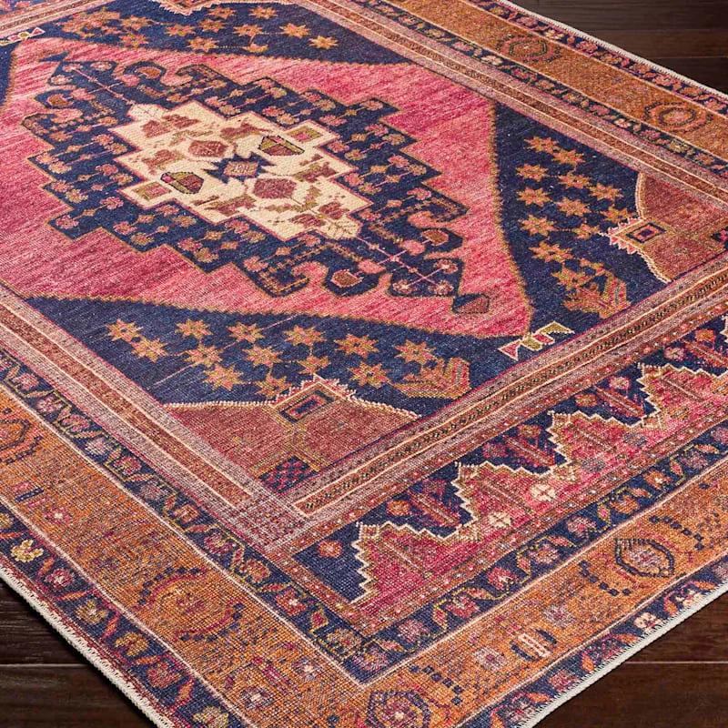 (B794) Amelie Multicolor Medallion Washable Area Rug, 5x7 2 (B794) Amelie Multicolor Medallion Washable Area Rug, 5x7 - Image 2