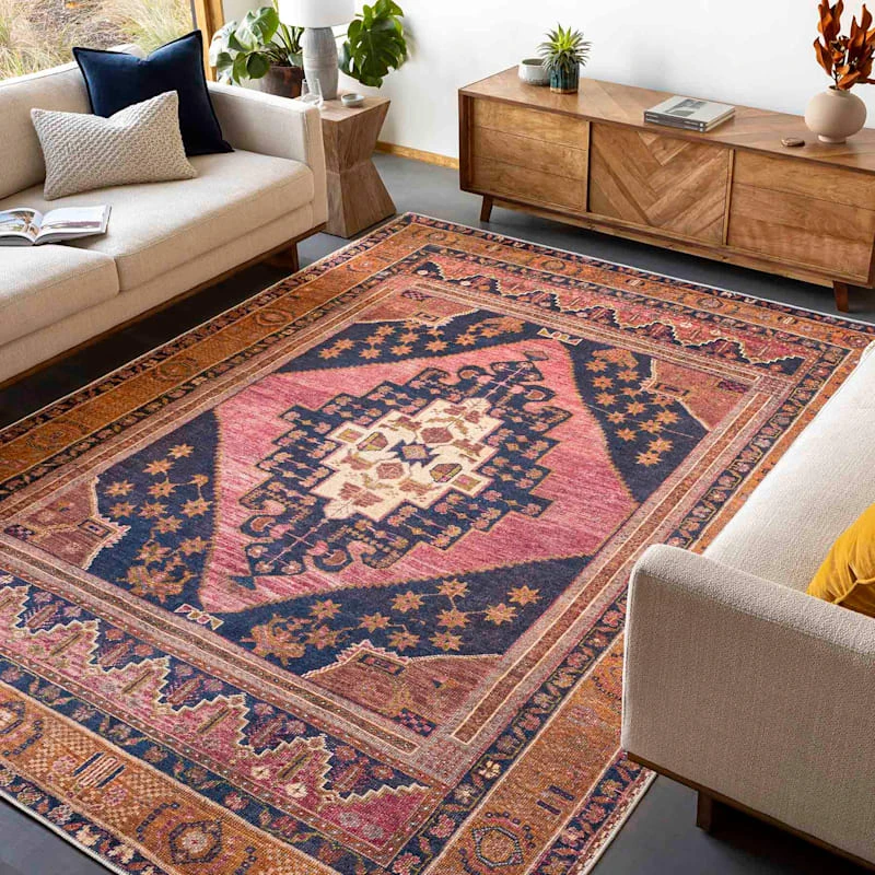 (B794) Amelie Multicolor Medallion Washable Area Rug, 8x10 5 (B794) Amelie Multicolor Medallion Washable Area Rug, 8x10 - Image 5