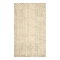 (B795) Fairfax Natural Jute Fringe Accent Rug, 3x5