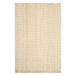 (B795) Fairfax Natural Jute Fringe Area Rug, 5x7