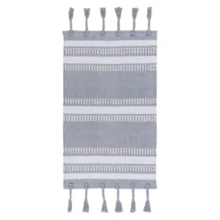 (B800) Honeybloom Grey & Ivory Striped Accent Rug, 27x45