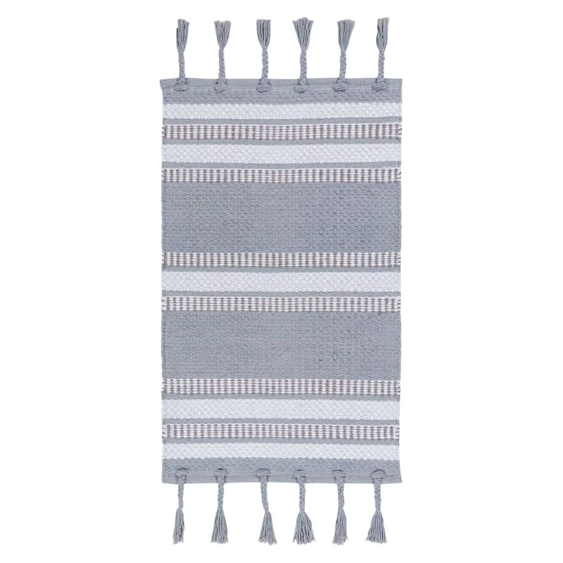 (B800) Honeybloom Grey & Ivory Striped Accent Rug, 27x45 1 (B800) Honeybloom Grey & Ivory Striped Accent Rug, 27x45