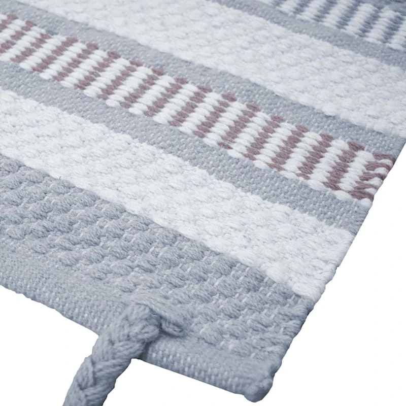 (B800) Honeybloom Grey & Ivory Striped Accent Rug, 27x45 2 (B800) Honeybloom Grey & Ivory Striped Accent Rug, 27x45 - Image 2