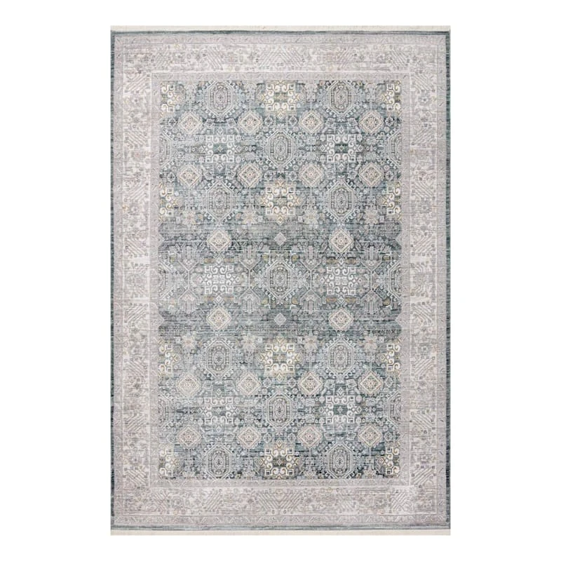 (B806) Tracey Boyd Anna Green Medallion Area Rug, 5x8 1 (B806) Tracey Boyd Anna Green Medallion Area Rug, 5x8