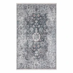 (B807) Honeybloom Cypress Grey Medallion Accent Rug, 3x5