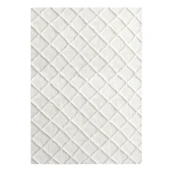 (B813) Ivory Diamond Tufted Area Rug, 5x7