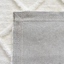 (B813) Ivory Diamond Tufted Area Rug, 5x7 7 (B813) Ivory Diamond Tufted Area Rug, 5x7 -Rugs Sales Store b813 ivory diamond tufted area rug 5x7 3