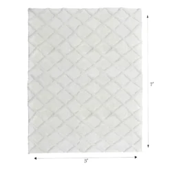 (B813) Ivory Diamond Tufted Area Rug, 5x7 8 (B813) Ivory Diamond Tufted Area Rug, 5x7 -Rugs Sales Store b813 ivory diamond tufted area rug 5x7 4