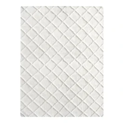 (B813) Ivory Diamond Tufted Area Rug, 8x10