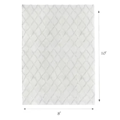 (B813) Ivory Diamond Tufted Area Rug, 8x10 -Rugs Sales Store b813 ivory diamond tufted area rug 8x10 4