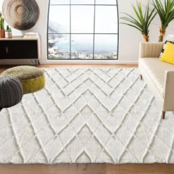 (B813) Ivory Diamond Tufted Area Rug, 8x10 -Rugs Sales Store b813 ivory diamond tufted area rug 8x10 5