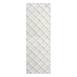(B813) Ivory Diamond Tufted Runner, 2x7