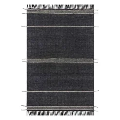 (B817) Hutton Black Flatweave Tassel Area Rug, 5x7