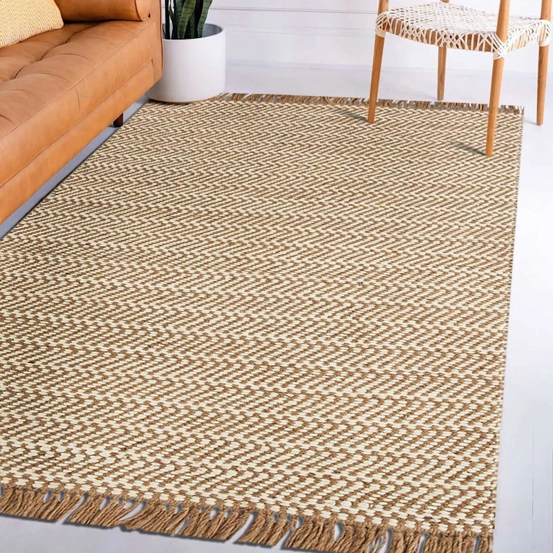(B821) Crosby St Moore Natural Herringbone Area Rug, 8x10 7 (B821) Crosby St Moore Natural Herringbone Area Rug, 8x10 - Image 7