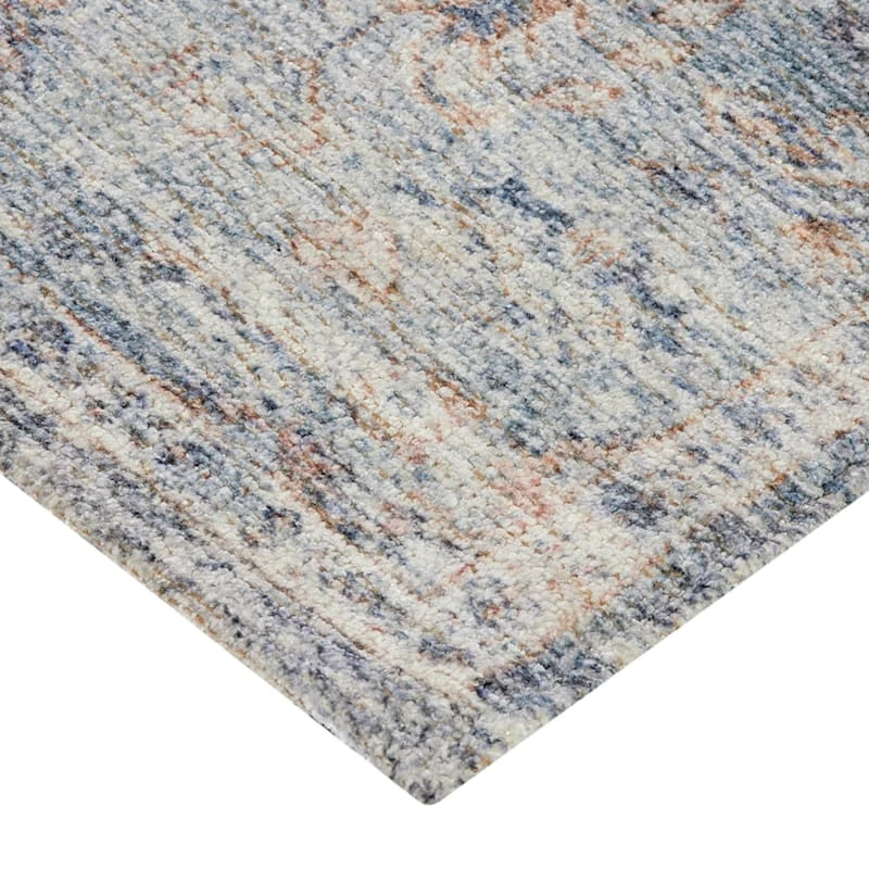 (B822) Whittington Blue Floral Medallion Area Rug, 5x7 2 (B822) Whittington Blue Floral Medallion Area Rug, 5x7 - Image 2